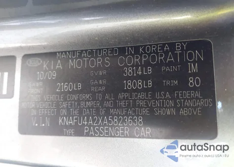 2010 Kia Forte Ex from USA, damaged, VIN KNAFU4A2XA5823638